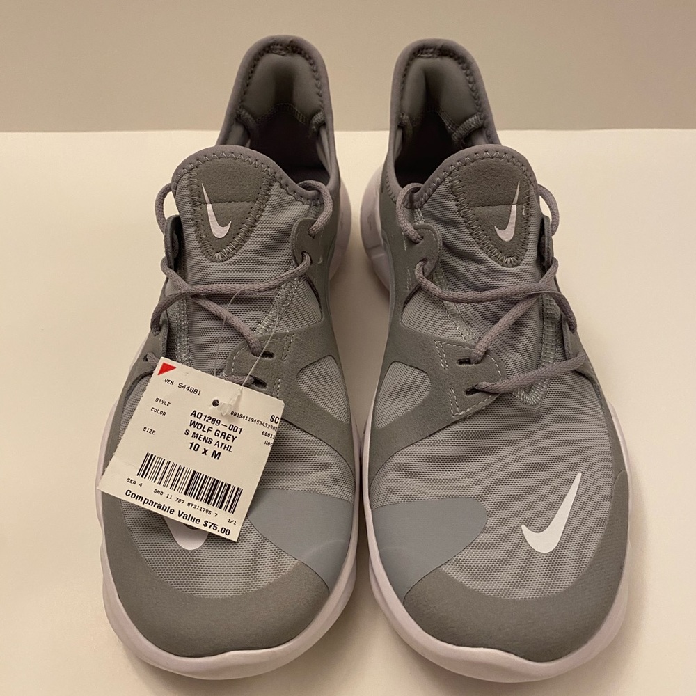 Nike Free RN 5.0 Mens size 10 Wolf Grey and White